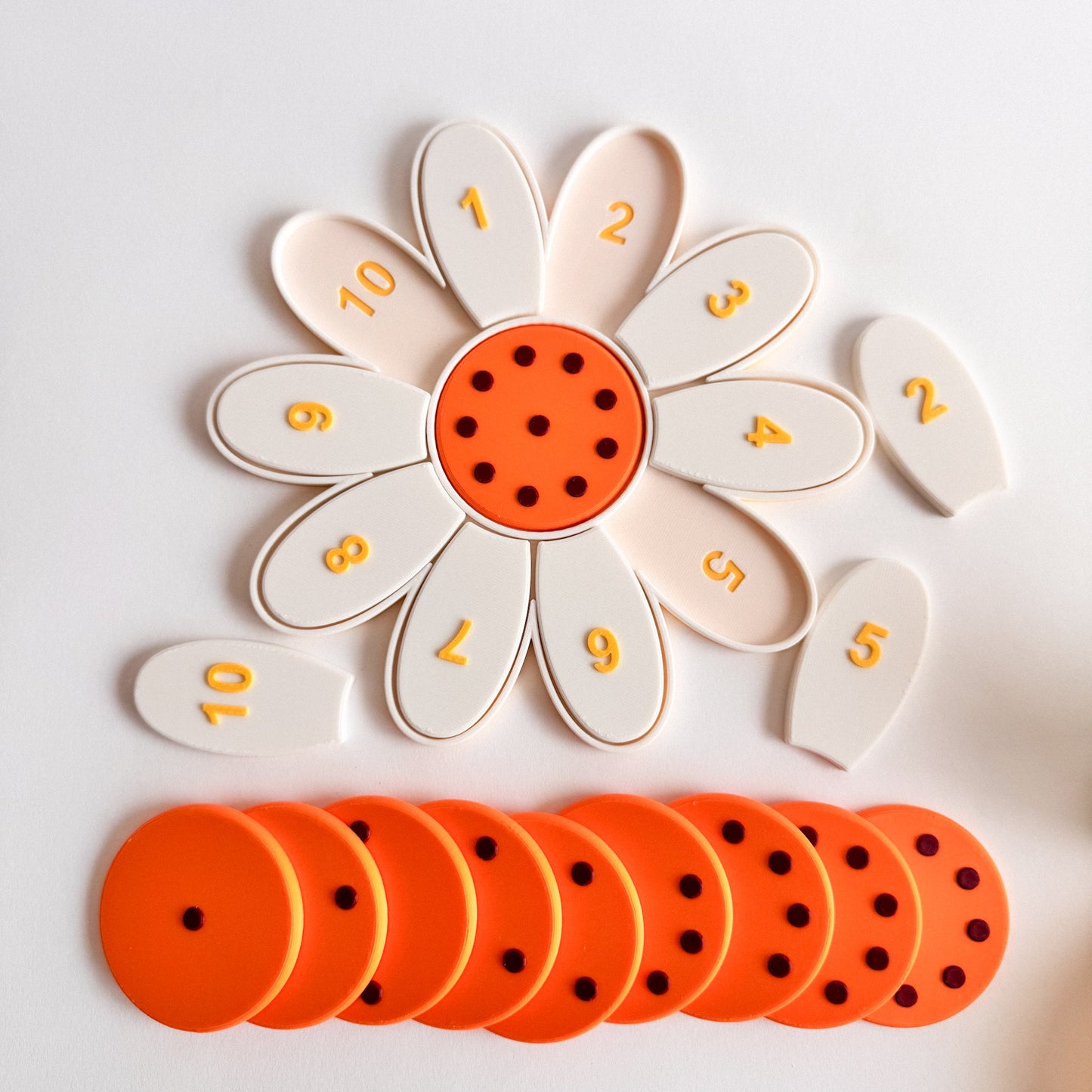 Flower Petal Counting Tray (1–10) Ready to 3D Print STL and 3MF Digital Download