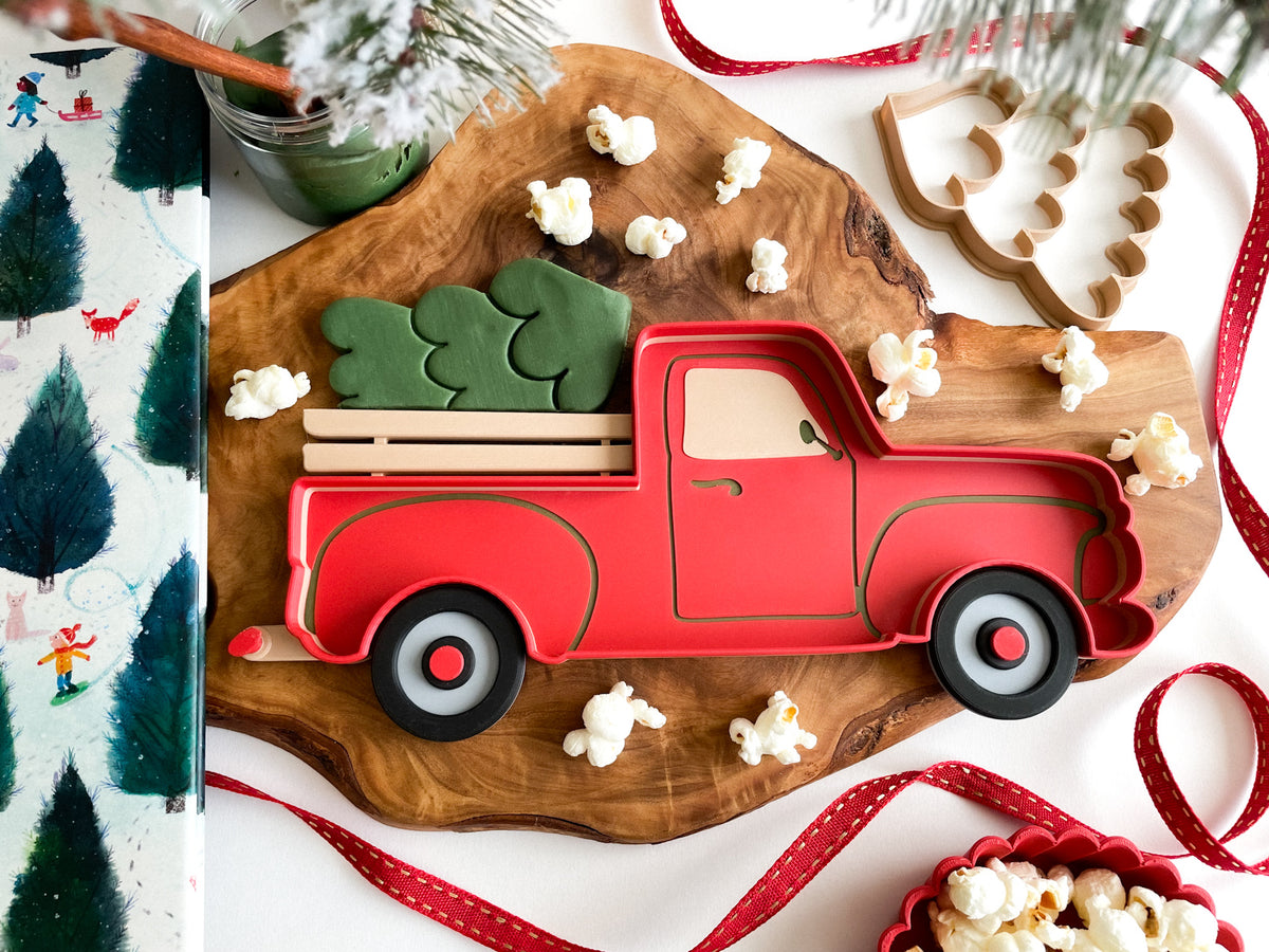 Red Truck Bio Sensory Tray with Movable Wheels