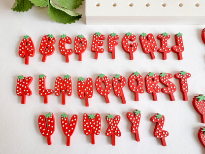 Strawberry Alphabet, Numbers and Loose Parts Set | Designed to use with our Geoboard