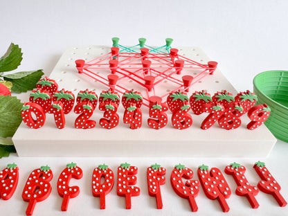 Strawberry Alphabet, Numbers and Loose Parts Set | Designed to use with our Geoboard