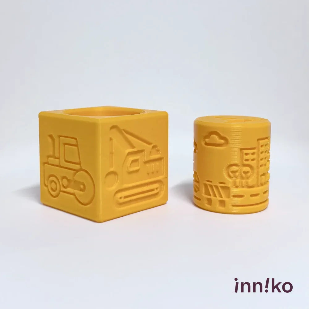 Construction-themed 2-in-1 Cube with Roller – A Twist on Classic Dough Play - by inniko