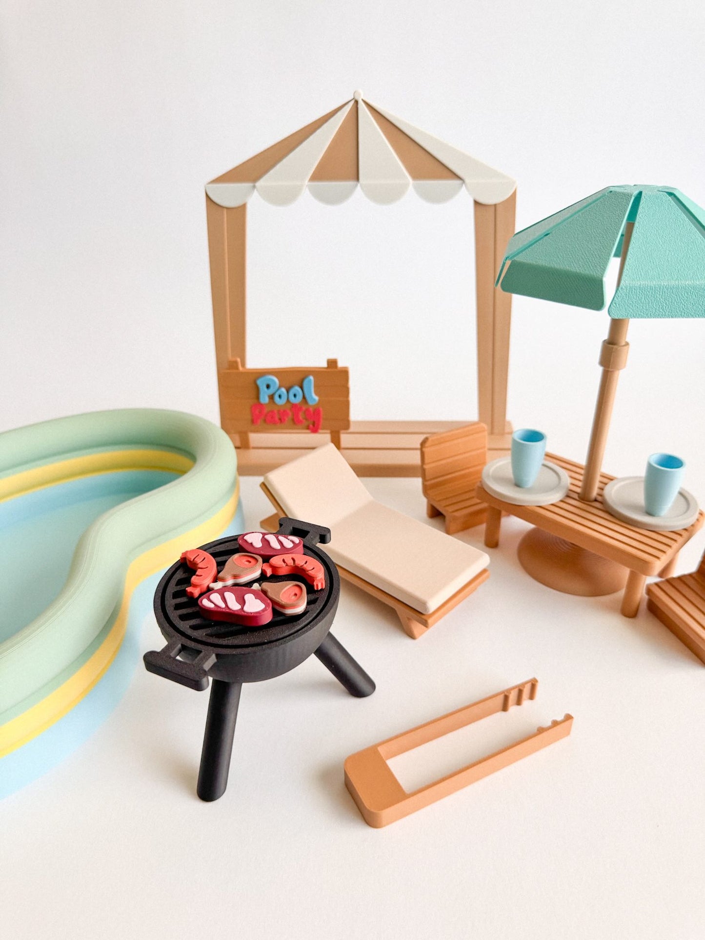 Pool and Barbecue Party - Ready to 3D Print STL and 3MF Digital Download