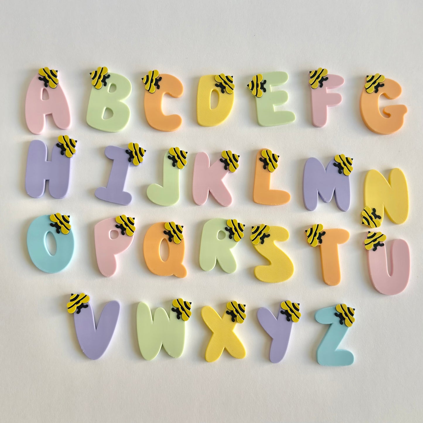 Bee Uppercase Alphabet (26 pieces) Ready to 3D Print STL and 3MF File Digital Download