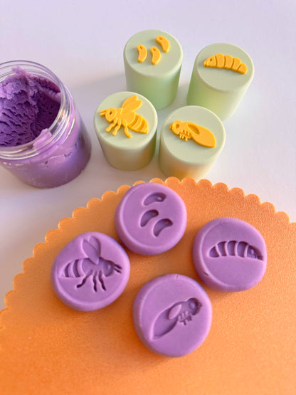 Bee Life Cycle Double-Sided Stamp Set (Set of 4) Ready to 3D Print STL and 3MF Digital Download