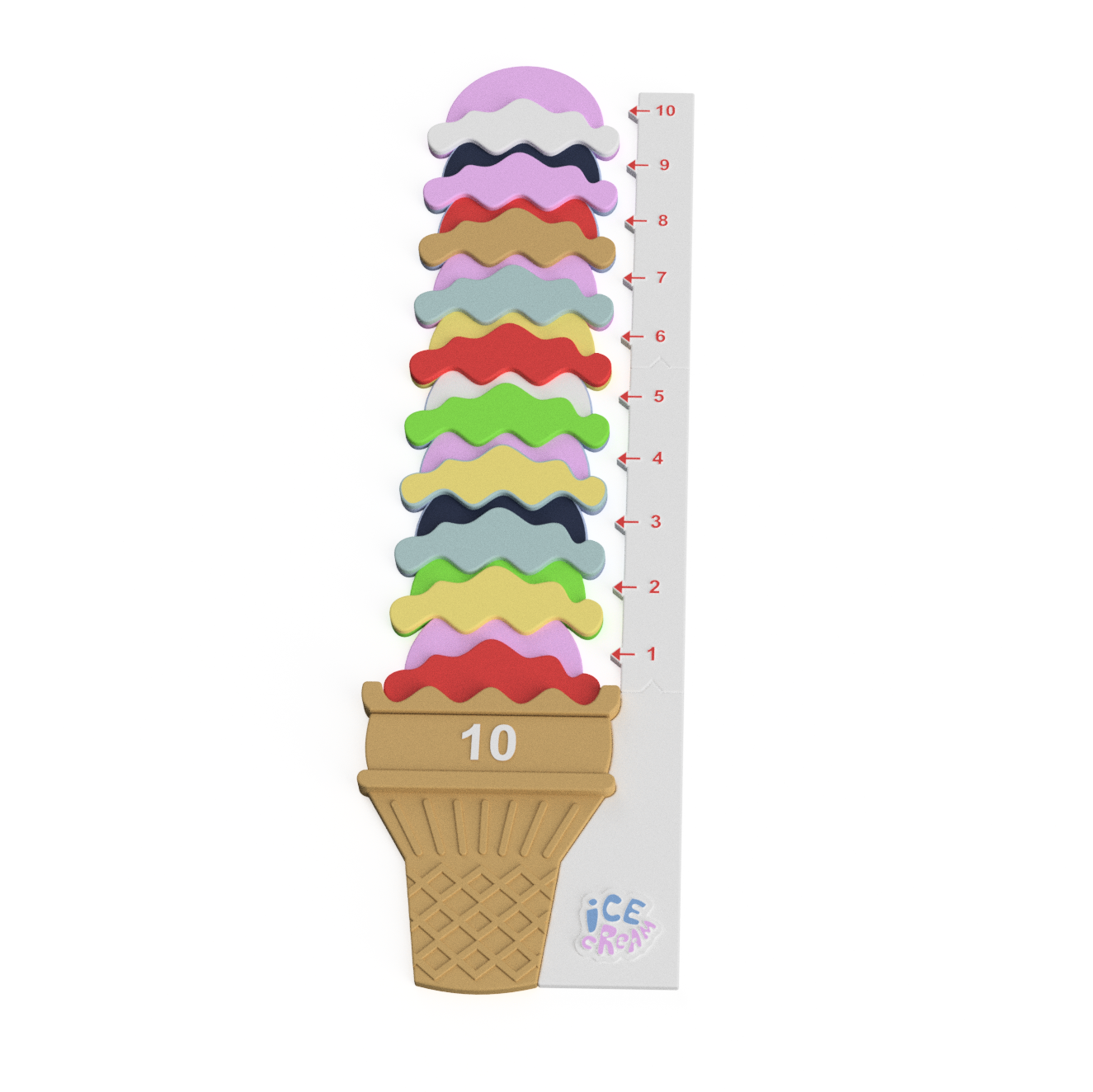 Ice Cream Counting Game - Ready to 3D Print STL and 3MF Digital Download
