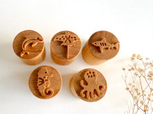 Load image into Gallery viewer, Ocean-themed Wooden stamps set of 5 (design 1)
