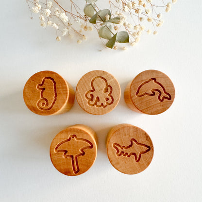 Ocean-themed Wooden stamps set of 5 (design 1)