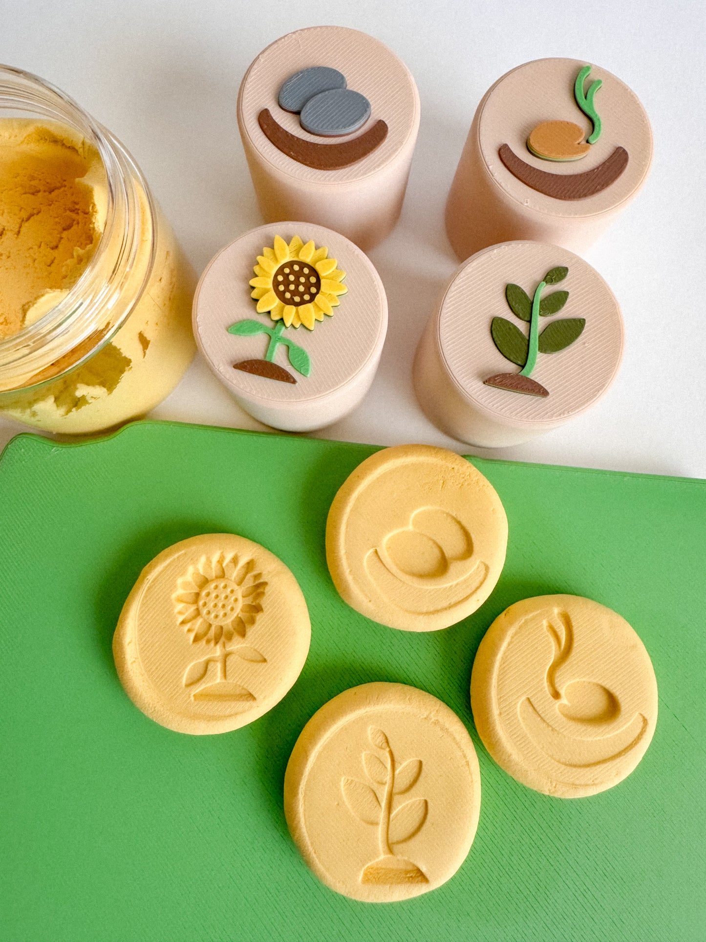 Sunflower Life Cycle Double-Sided Stamp Set (Set of 4) Ready to 3D Print STL and 3MF Digital Download