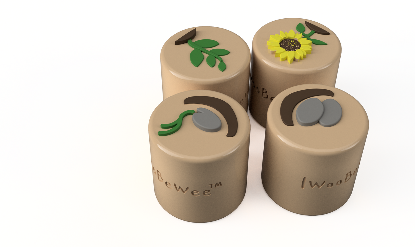 Sunflower Life Cycle Double-Sided Stamp Set (Set of 4) Ready to 3D Print STL and 3MF Digital Download