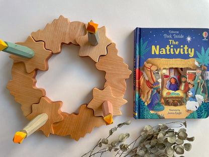 Wooden Advent Christmas Wreath