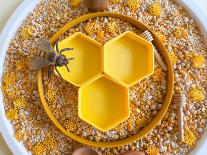 Buzzing Beehive and Mini Honeycomb Tray for Sensory Play (3D-printed)