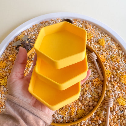 Buzzing Beehive and Mini Honeycomb Tray for Sensory Play (3D-printed)