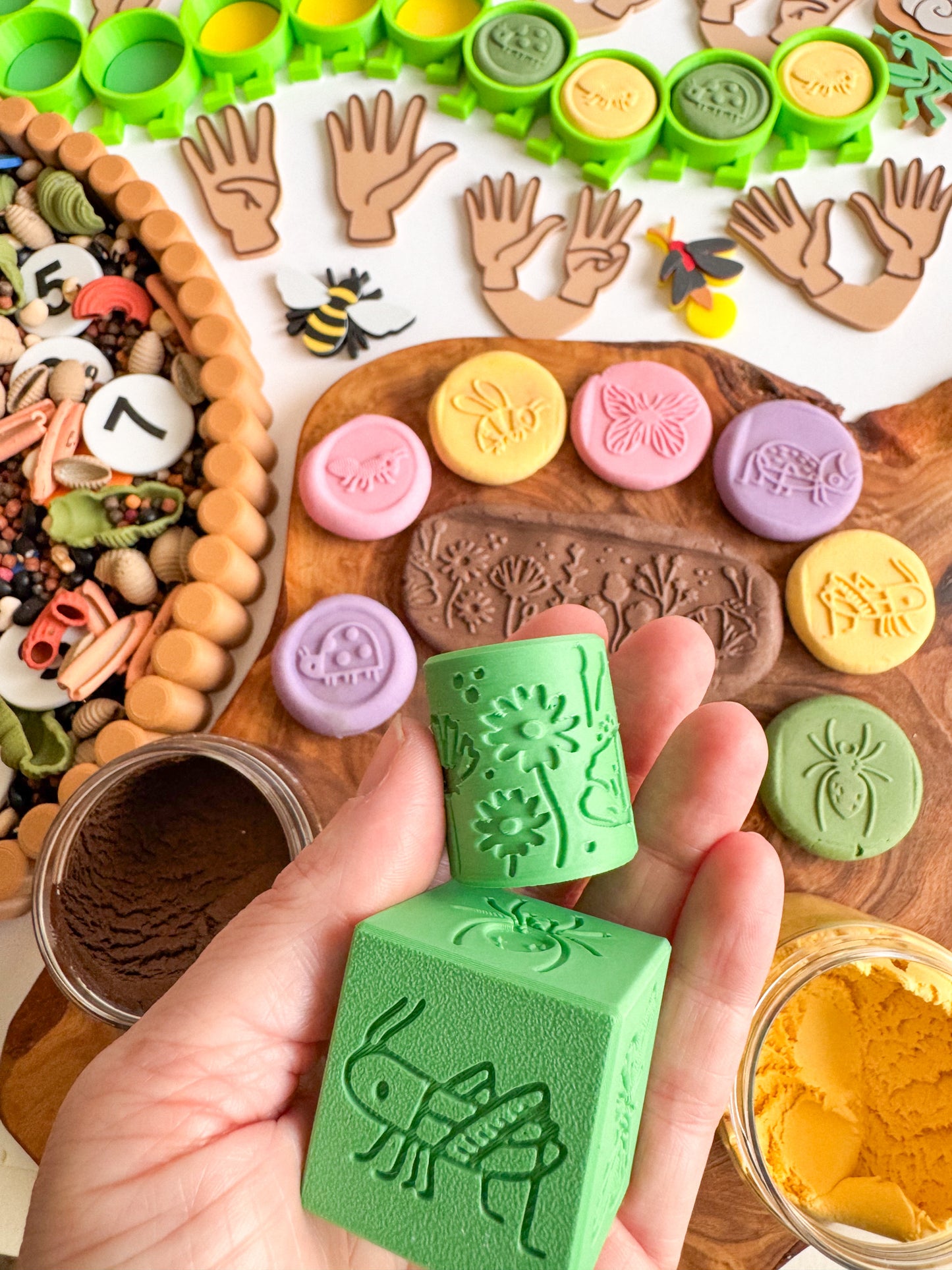 Bug-themed Playdough Roller and Stamps - A Twist on Classic Dough Play - by inniko
