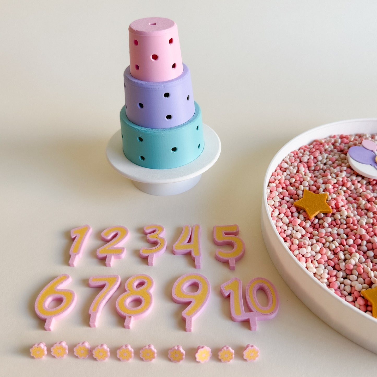 Cake Building and Decorating Set – Sensory Learning Through Play (3D-printed)