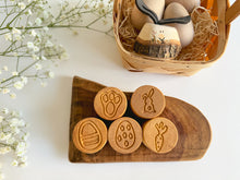 Load image into Gallery viewer, Easter-themed Double Sided Wooden Stamps set of 5
