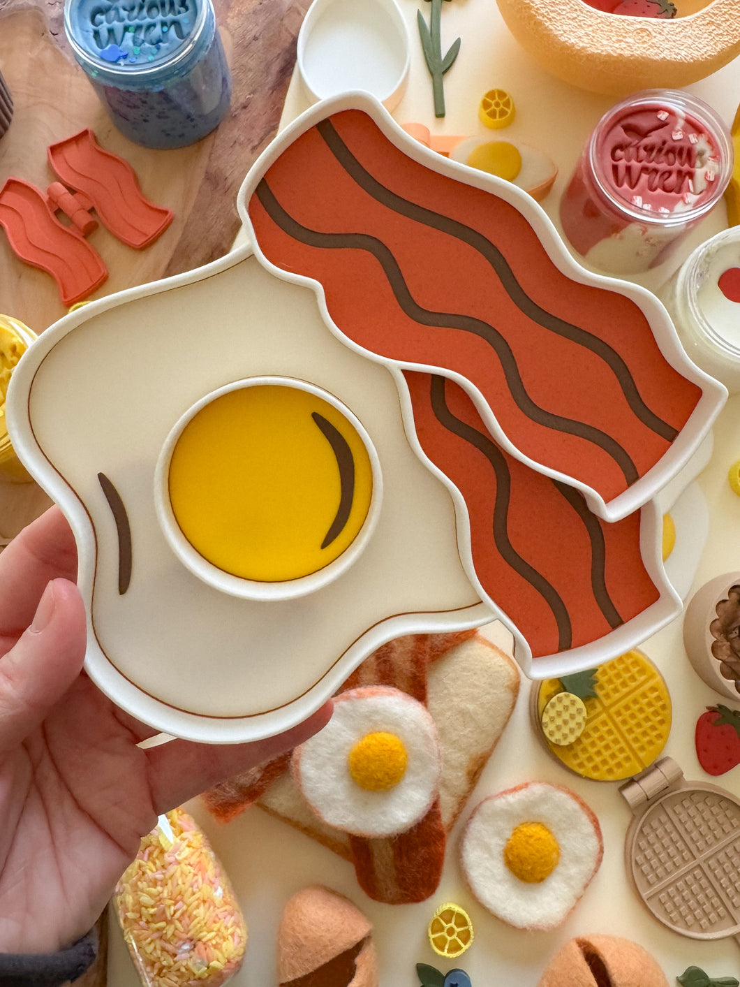Delicious Breakfast Bacon and Egg Bio Sensory Play Tray