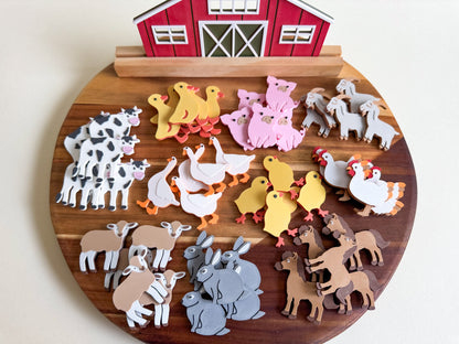 Farm Animals Math Counters, Eco-Friendly Loose Parts for Sensory Play