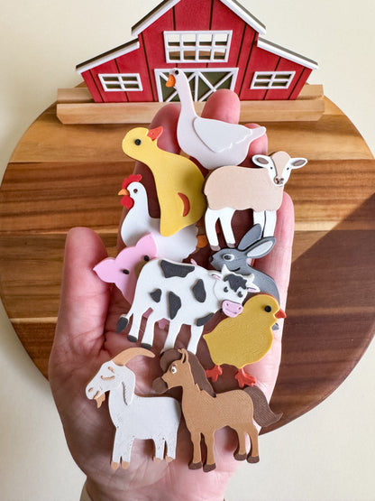 Farm Animals Math Counters, Eco-Friendly Loose Parts for Sensory Play