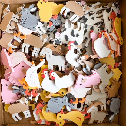 Farm Animals Math Counters, Eco-Friendly Loose Parts for Sensory Play