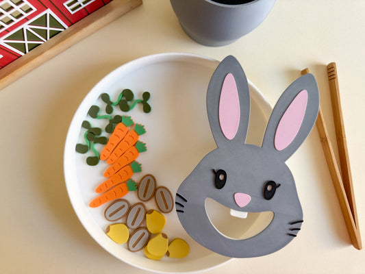 Feed the Bunny Sensory Play Tube with 20 pcs Garden Feast