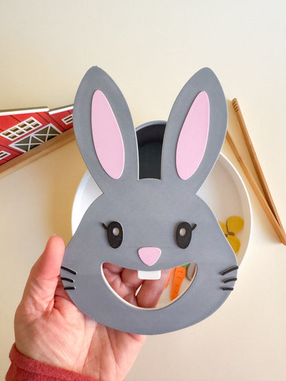 Feed the Bunny Sensory Play Tube with 20 pcs Garden Feast