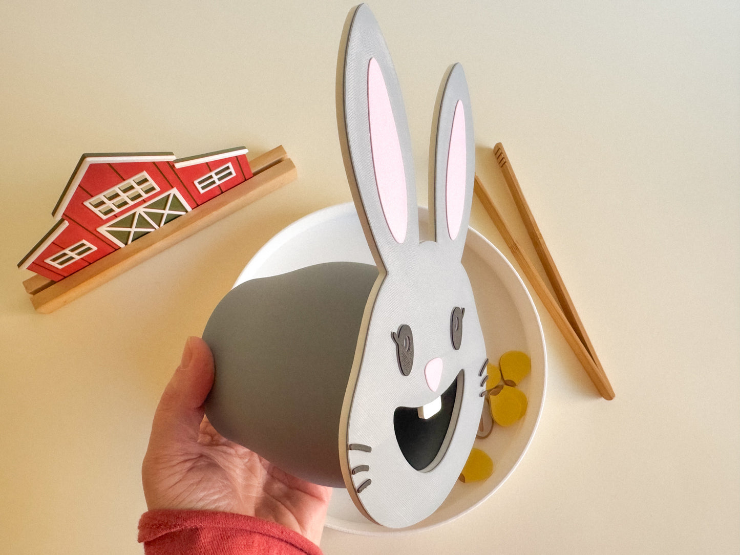 Feed the Bunny Sensory Play Tube with 20 pcs Garden Feast