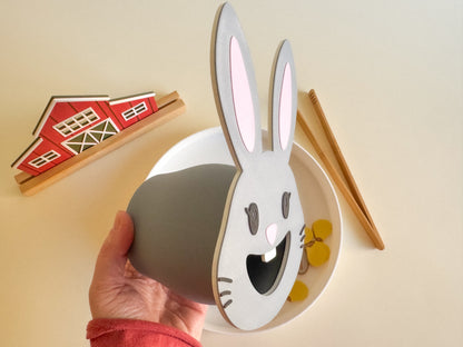 Feed the Bunny Sensory Play Tube with 20 pcs Garden Feast