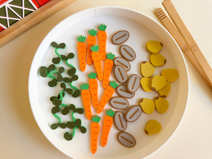 Feed the Bunny Sensory Play Tube with 20 pcs Garden Feast
