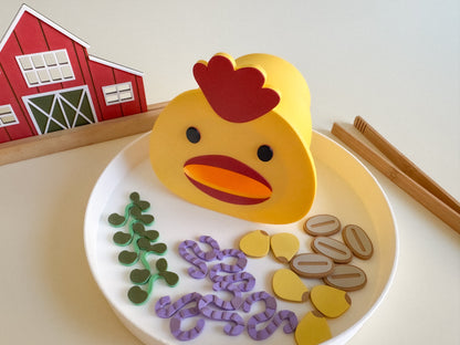 Feed the Chicken Sensory Play Tube with 20 pcs Garden Feast