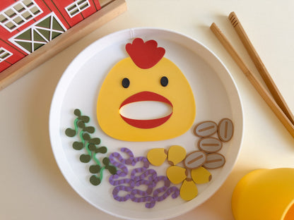 Feed the Chicken Sensory Play Tube with 20 pcs Garden Feast