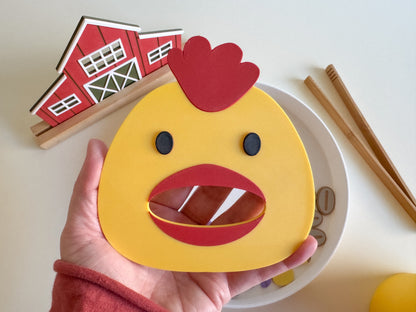 Feed the Chicken Sensory Play Tube with 20 pcs Garden Feast