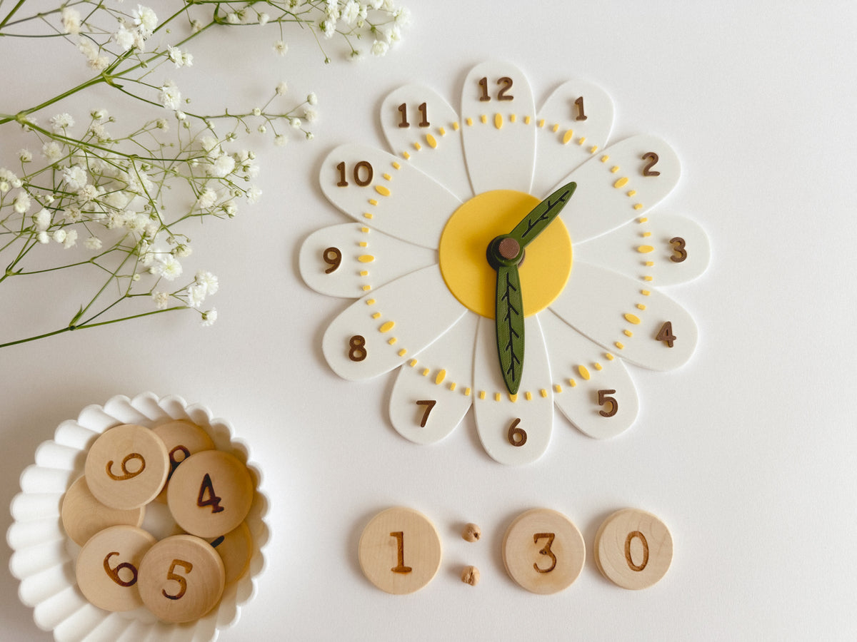 Learning Clock Flower Clock Flower Learning Clock – NatureBasedToys