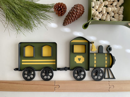 Train Bio Sensory Tray with movable wheels
