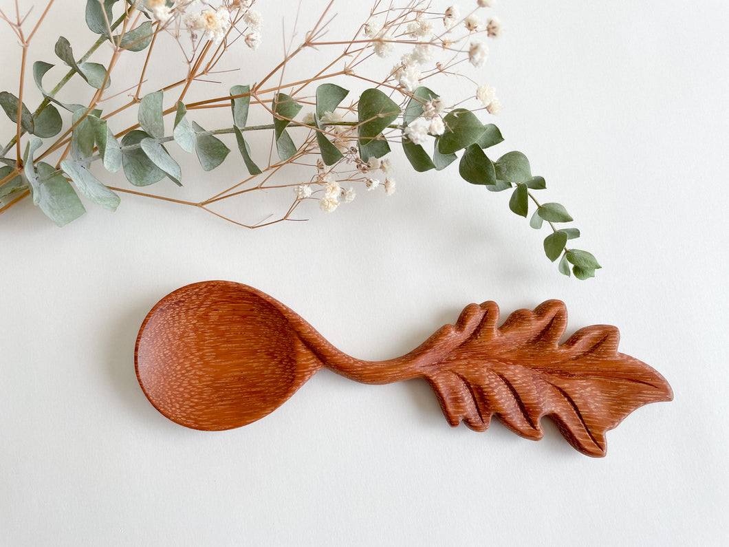 Handcarved Leaf-Shaped Wooden Spoon
