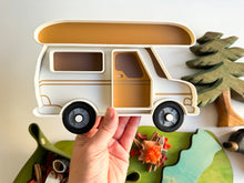 Load image into Gallery viewer, The Happy Camper Bio Play Tray with moving wheels
