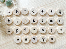 Load image into Gallery viewer, Wood Burned Alphabet and Number Coins set
