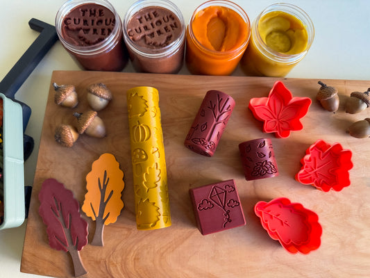 Fall-themed Playdough Rollers and Leaf Molds by inniko