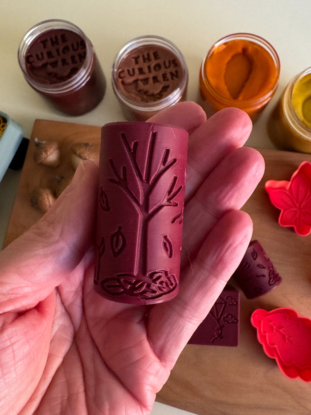 Fall-themed Playdough Rollers and Leaf Molds by inniko