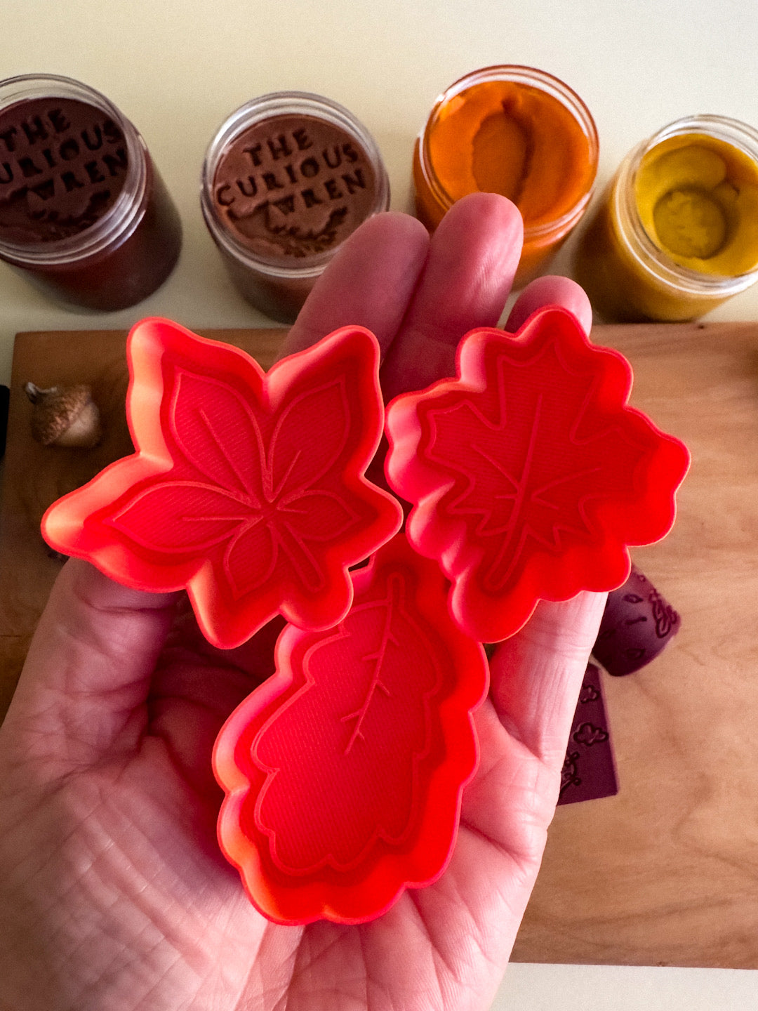 Fall-themed Playdough Rollers and Leaf Molds by inniko