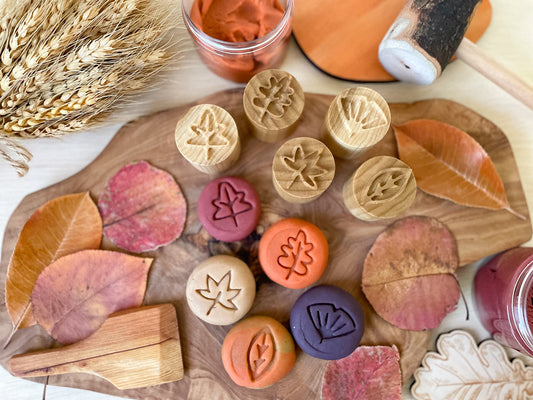 Leaves Playdough Stamps set of 5