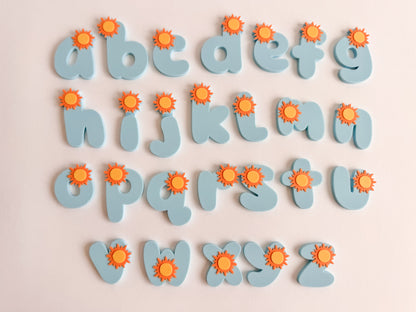 Sun Lowercase Alphabet (26 pieces) Ready to 3D Print STL and 3MF File Digital Download