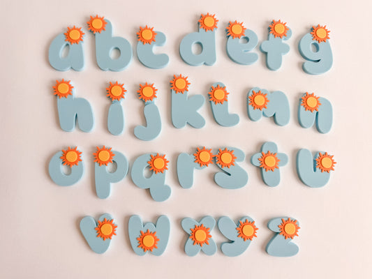 Sun Lowercase Alphabet (26 pieces) Ready to 3D Print STL and 3MF File Digital Download