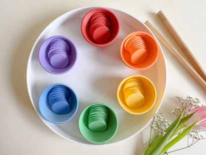 Color Sorting Cups and Coins Set, 3D-printed