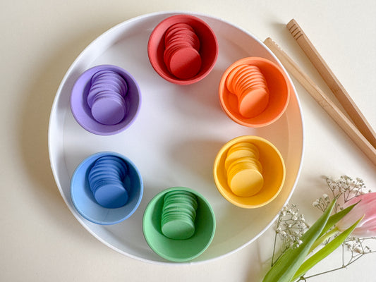 Color Sorting Cups and Coins Set, 3D-printed