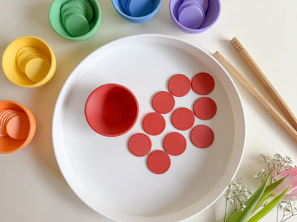 Color Sorting Cups and Coins Set, 3D-printed