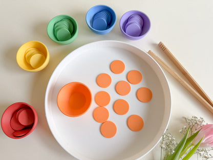 Color Sorting Cups and Coins Set, 3D-printed