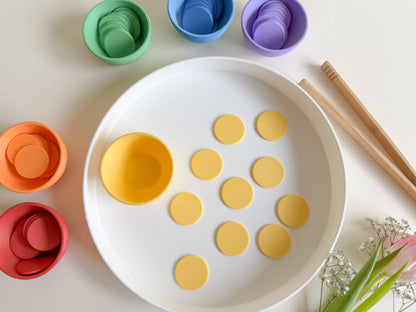 Color Sorting Cups and Coins Set, 3D-printed