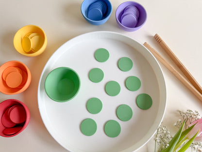 Color Sorting Cups and Coins Set, 3D-printed