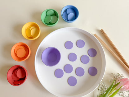 Color Sorting Cups and Coins Set, 3D-printed