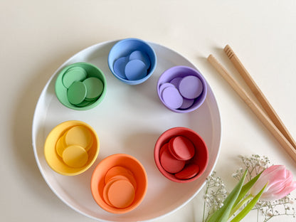 Color Sorting Cups and Coins Set, 3D-printed